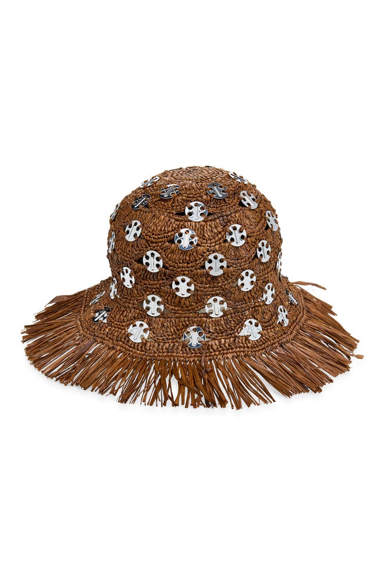 Raffia Bucket Hat, Main, color, DARK BROWN