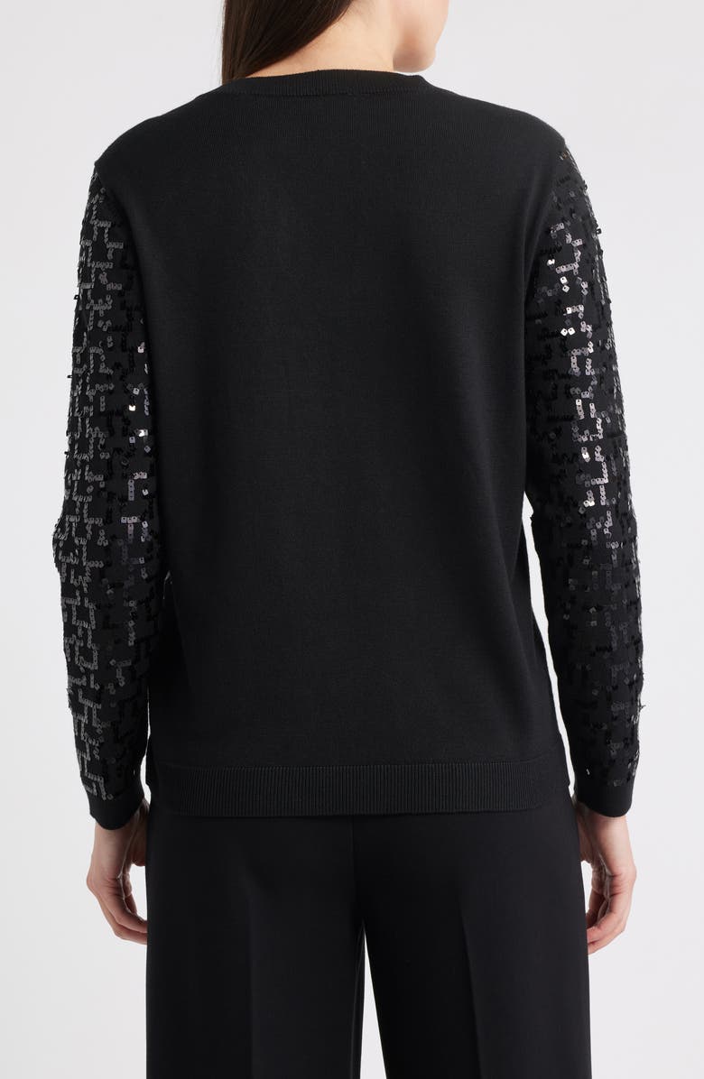 Anne Klein Sequin Zigzag Sweater, Alternate, color, Anne Black