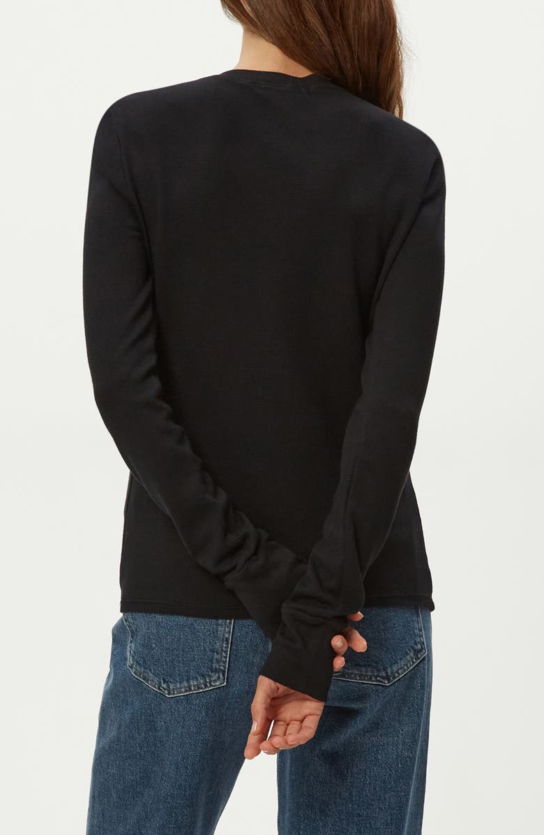 Michael Stars Minnie Ribbon Accent Henley, Alternate, color, Black W/ Nude Tape