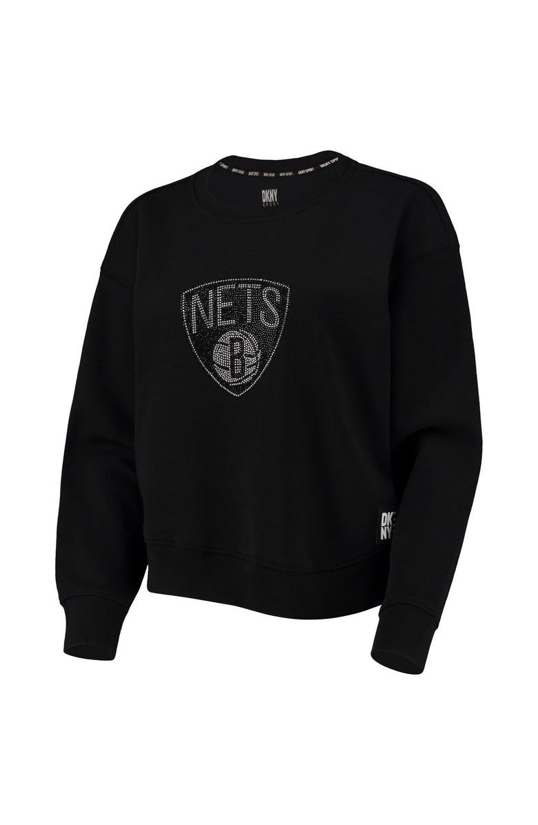DKNY SPORT Women's DKNY Sport Black Brooklyn Nets Carrie Rhinestone Pullover Sweatshirt, Alternate, color, 