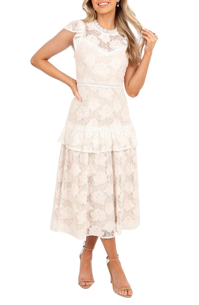Petal 
Pup Carol Ruffle Cap Sleeve Floral Lace Dress, Main, color, 