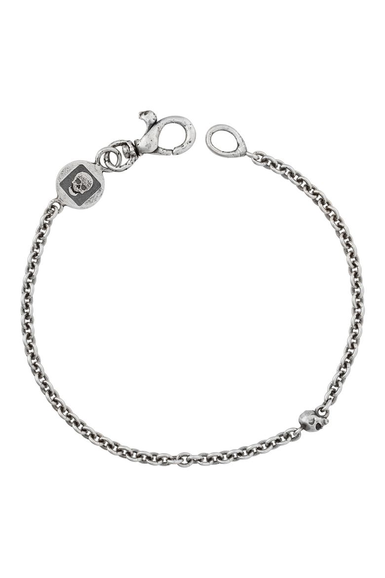 Men's Skull Chain Bracelet, Main, color, SILVER