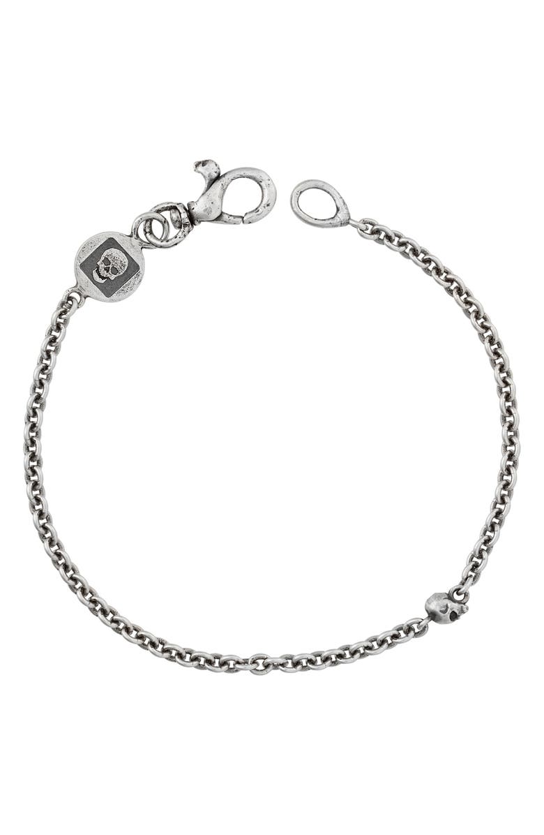 John Varvatos Men's Skull Chain Bracelet, Main, color, Silver