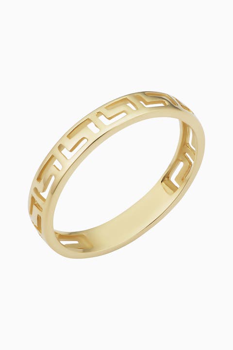 14K Yellow Gold Greek Key Band Ring