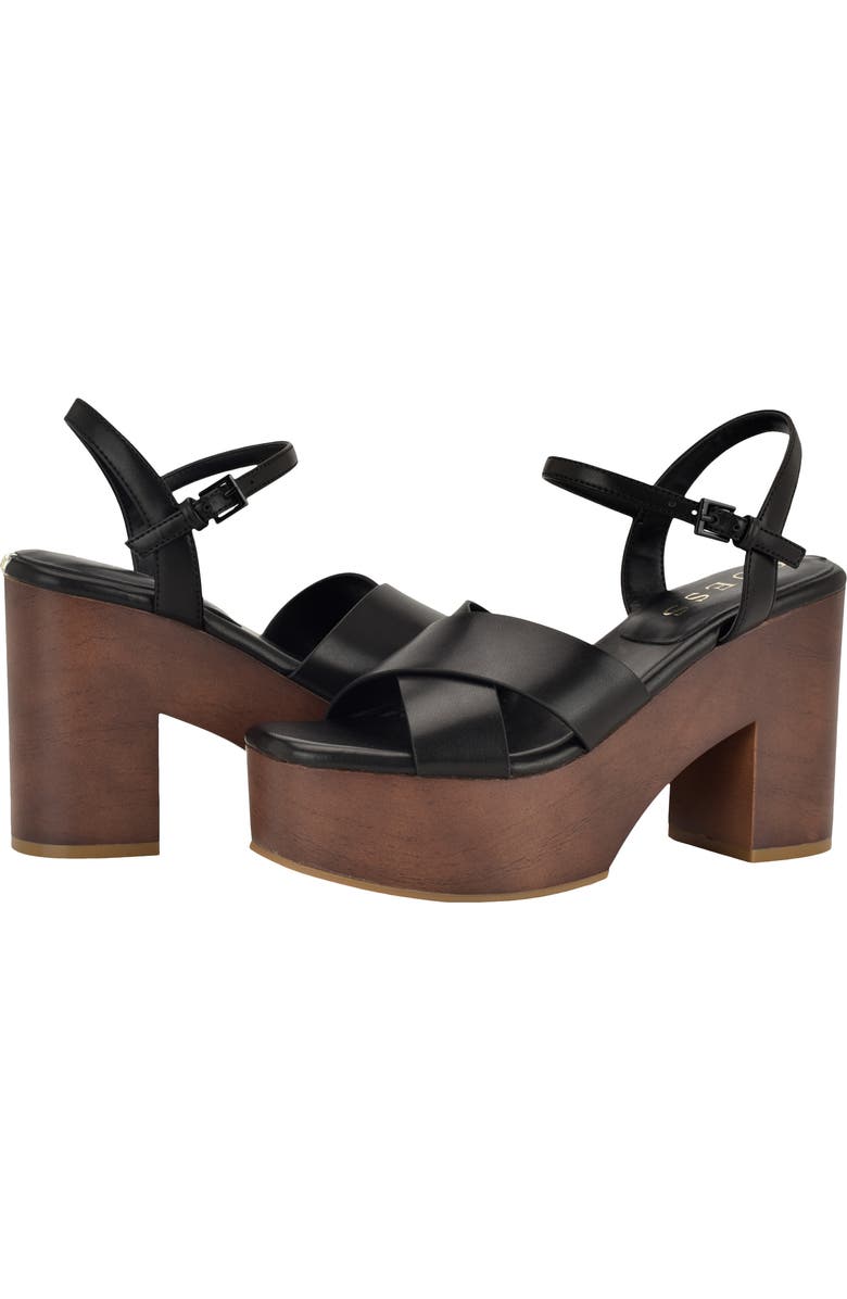 GUESS Qeelin Ankle Strap Platform Sandal, Alternate, color, Black