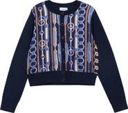 ST. JOHN Mixed Media Merino Wool Blend Cardigan