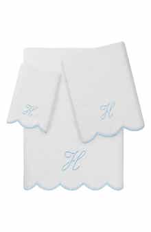 Adornia Scallop Personalized 3-Piece Towel Set