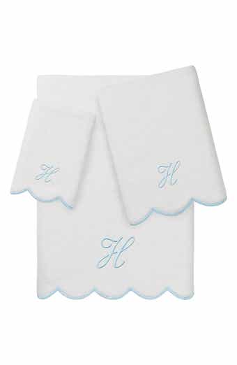 Adornia Scallop Personalized 3-Piece Towel Set