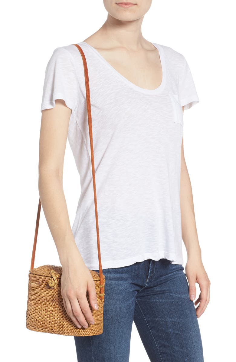 Street Level Woven Rattan Box Crossbody Bag, Alternate, color,