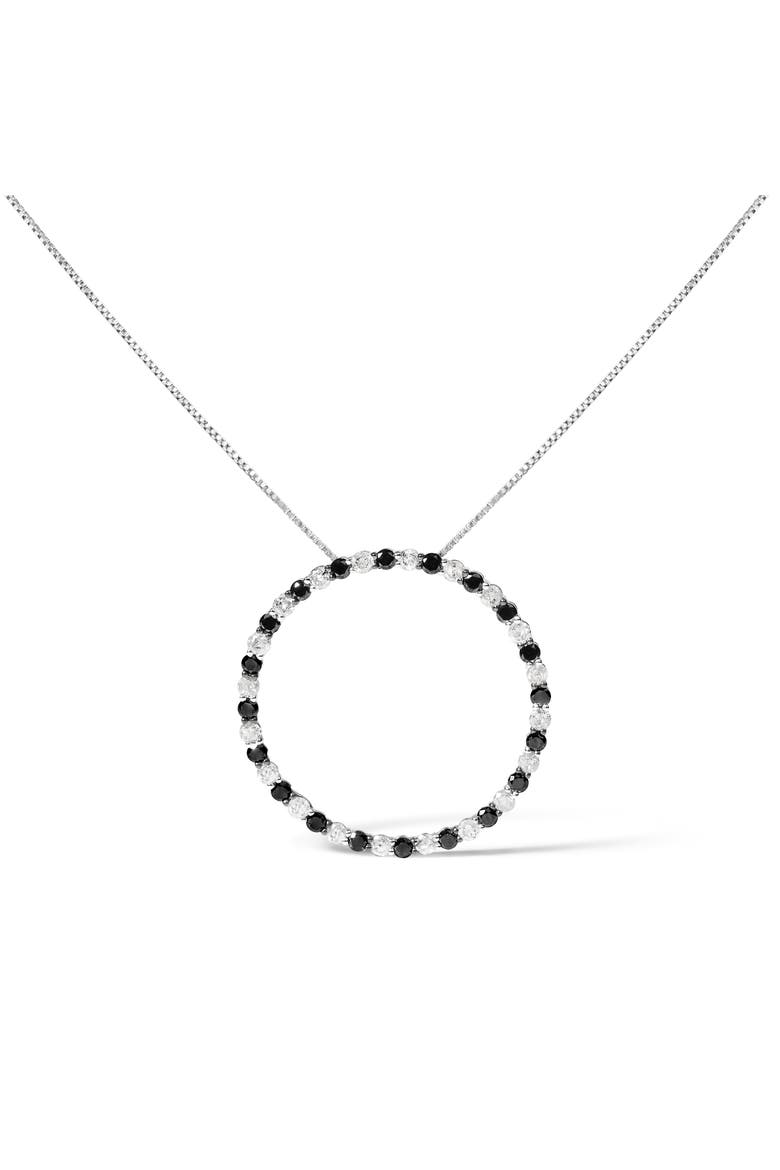 Silver 2.0 Cttw Diamond Open Hoop Circle Pendant Necklace, Main, color, White