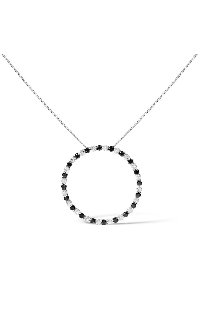 Haus of Brilliance Silver 2.0 Cttw Diamond Open Hoop Circle Pendant Necklace, Main, color, White