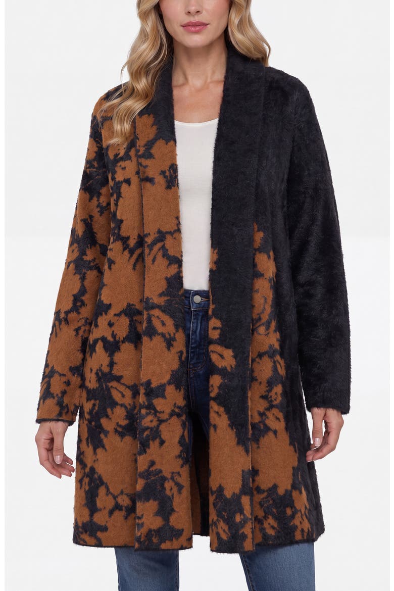 Shawl Collar Cardigan, Main, color, BROWN/ BLK FLRL