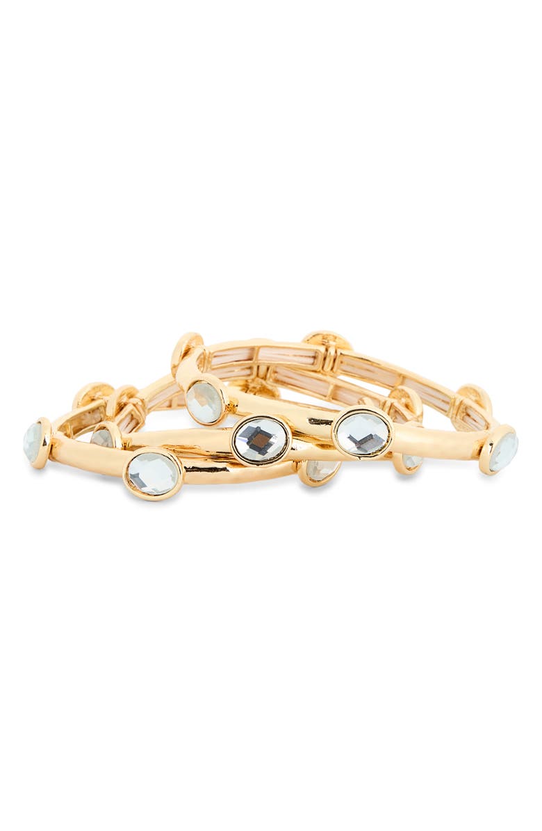 Tasha Set of 3 Crystal Stretch Bracelets, Alternate, color, Gold/ Crystal