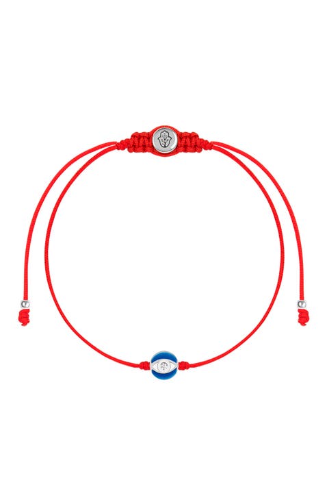 Navy Enamel Evil Eye Red String Adjustable Bracelet Super Guardian
