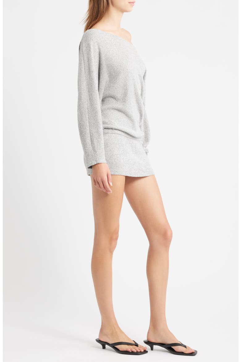 The Izzy Off the Shoulder Long Sleeve Sweater Minidress, Alternate, color, HEATHER GREY