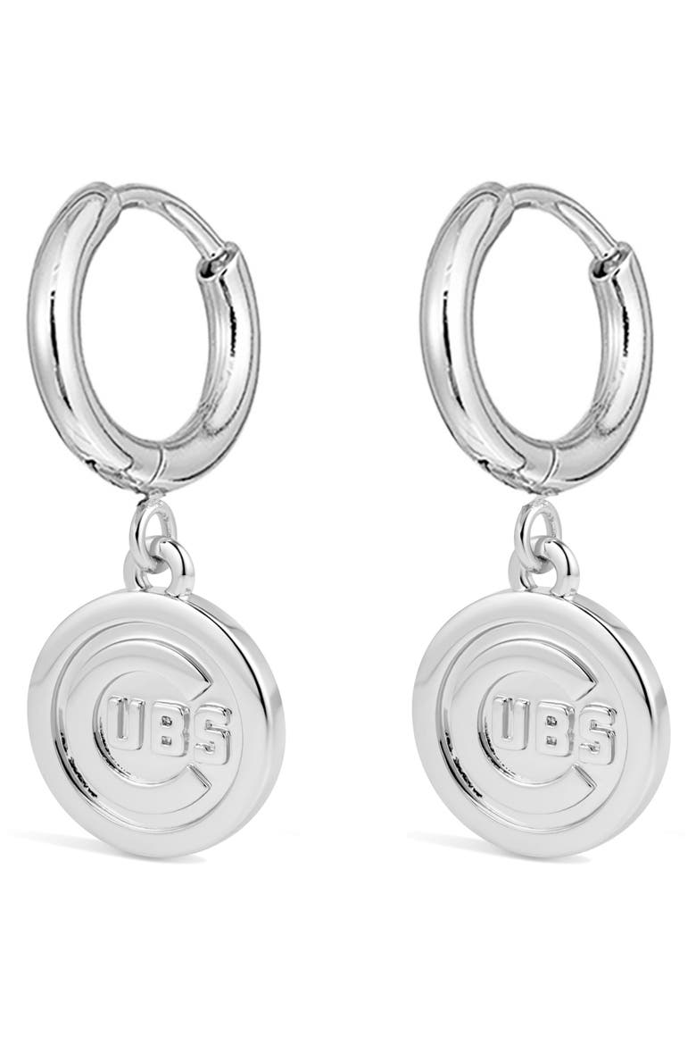 x The MLB Chicago Cubs Logo Charm Hoop Earrings, Main, color, SILVER