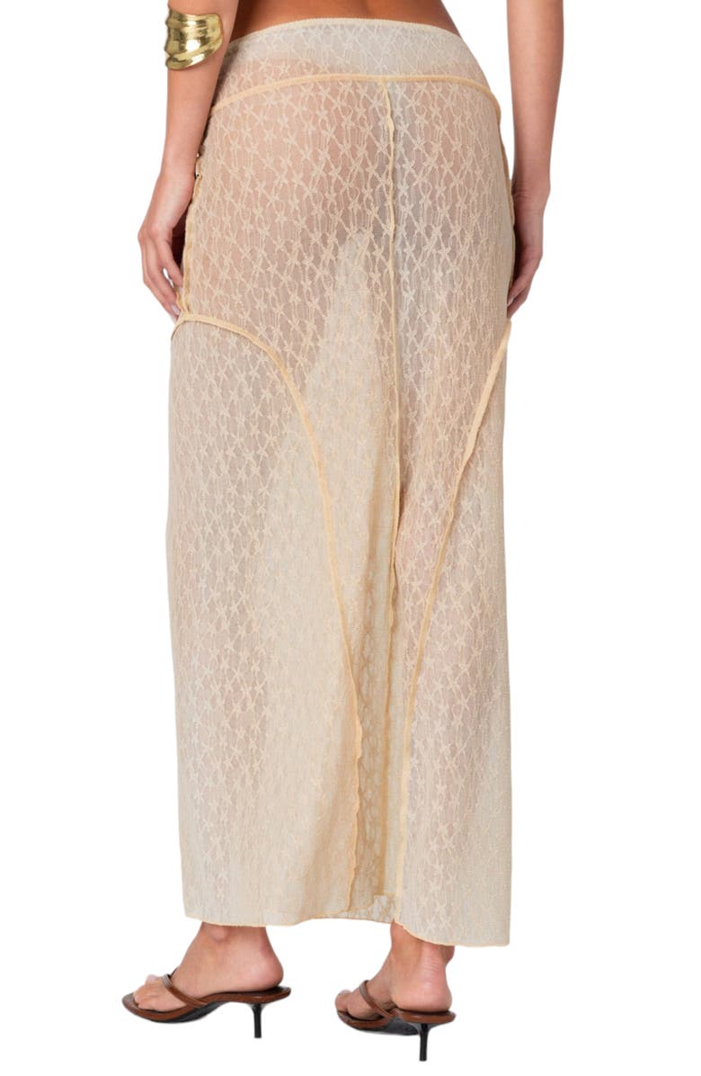 EDIKTED Inside Out Sheer Maxi Skirt, Alternate, color, Beige
