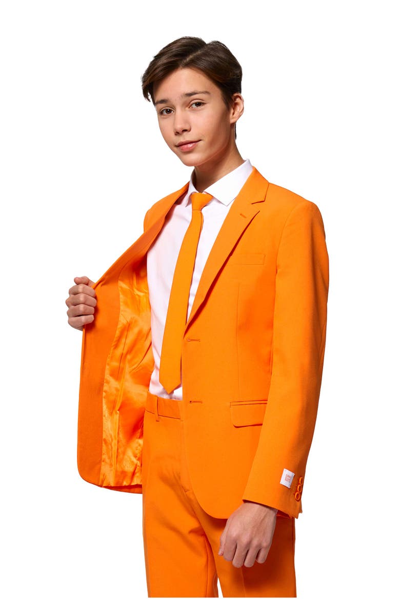 Kids' The Orange Two-Piece Suit with Tie, Alternate, color, ORANGE