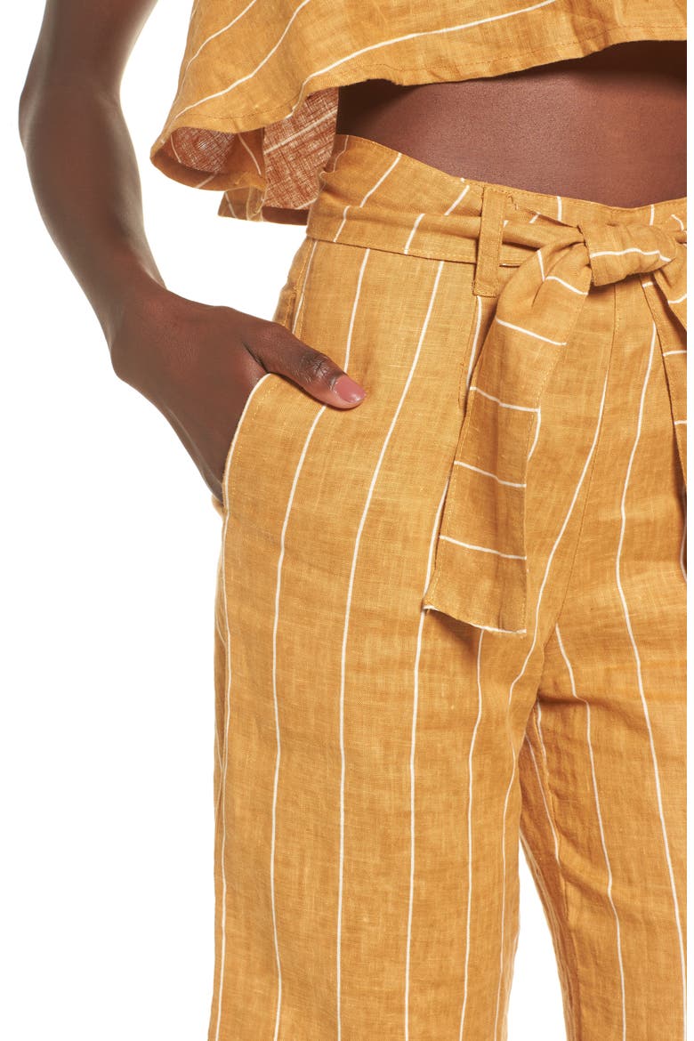 Como Wide Leg Crop Linen Pants, Alternate, color, COPENHAGEN STRIPE
