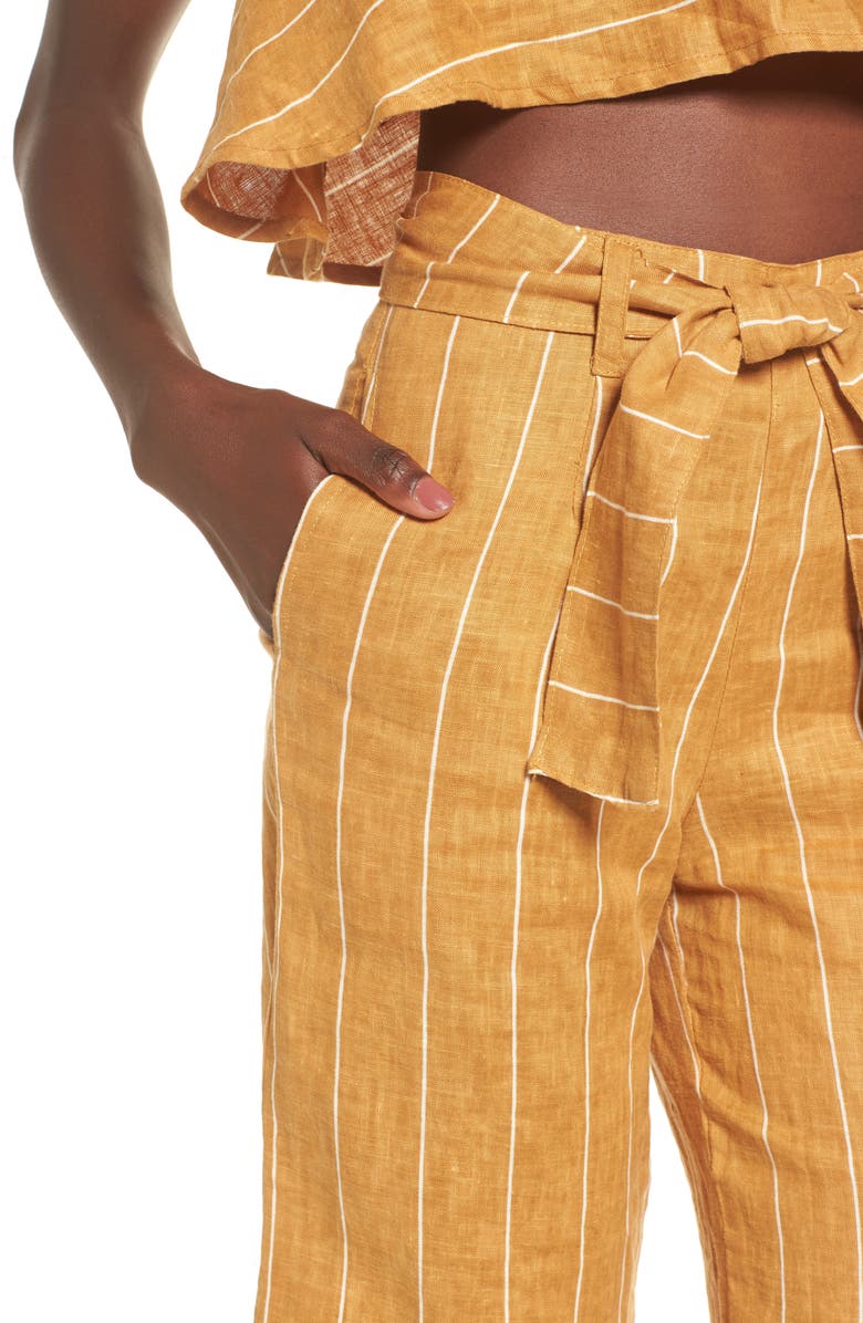 Faithfull the Brand Como Wide Leg Crop Linen Pants, Alternate, color, 