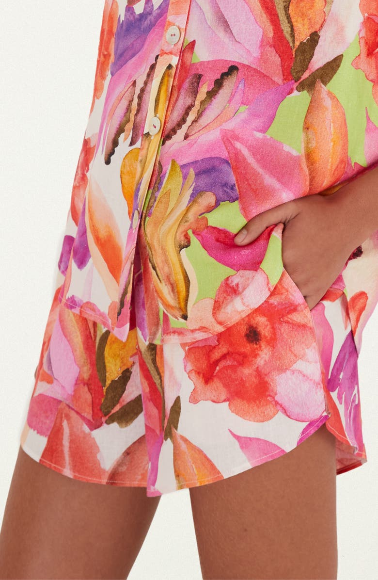 FARM Rio Artsy Flora Drawsting Shorts, Alternate, color, Artsy Flora Off-White