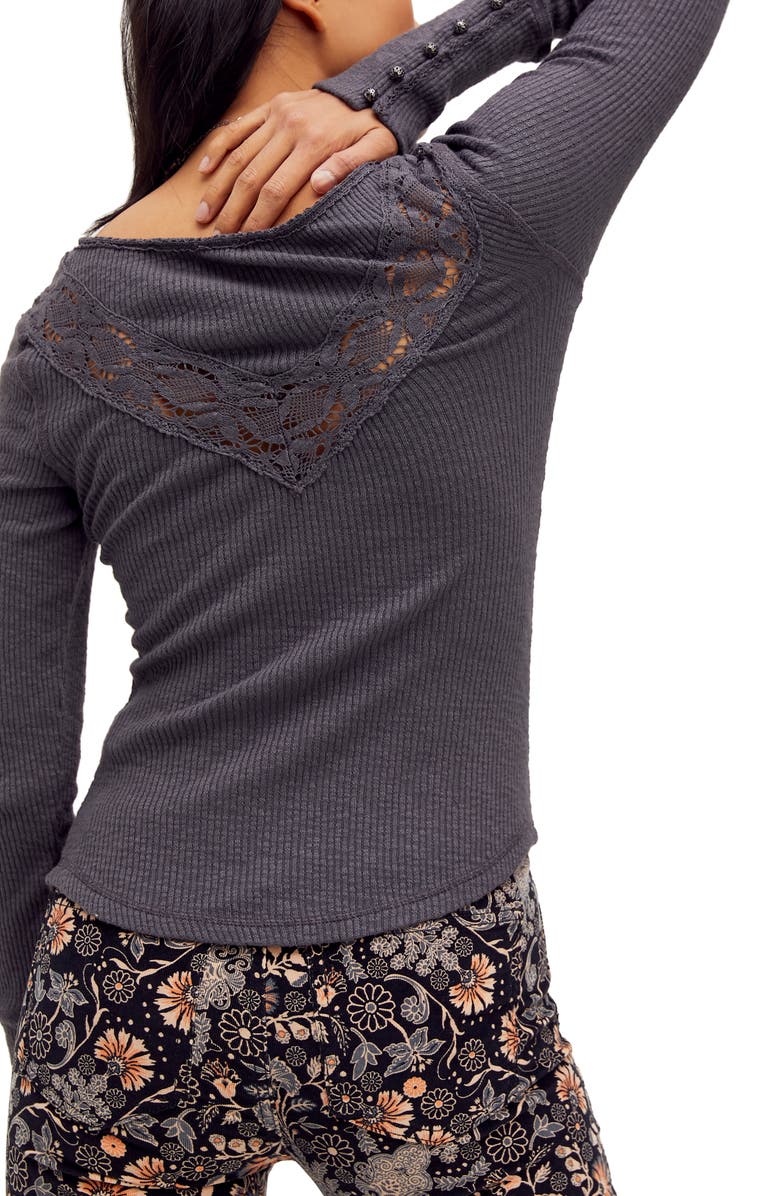 Free People Come On Over Lace Henley Shirt, Alternate, color,
