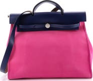 Pre-Owned Hermes Herbag Zip Leather and Toile 39