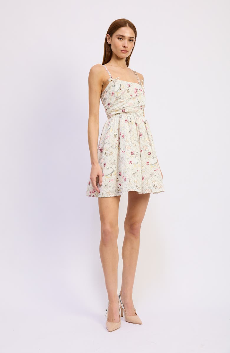 En Saison Dinner Party Floral Minidress, Alternate, color, Ivory Pink Multi