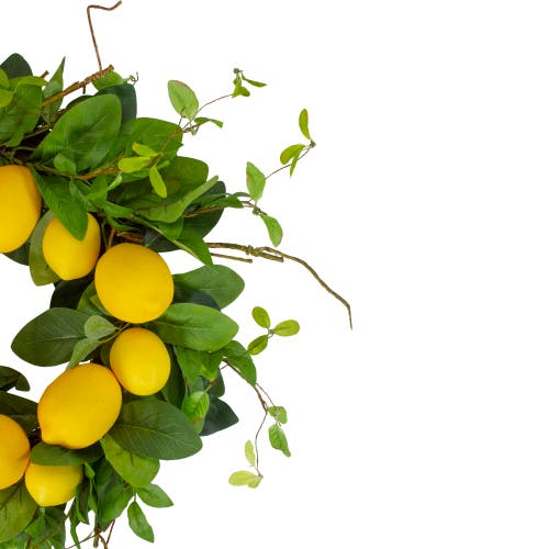 Northlight 20in Lemons & Foliage Artificial Spring Wreath In Yellow