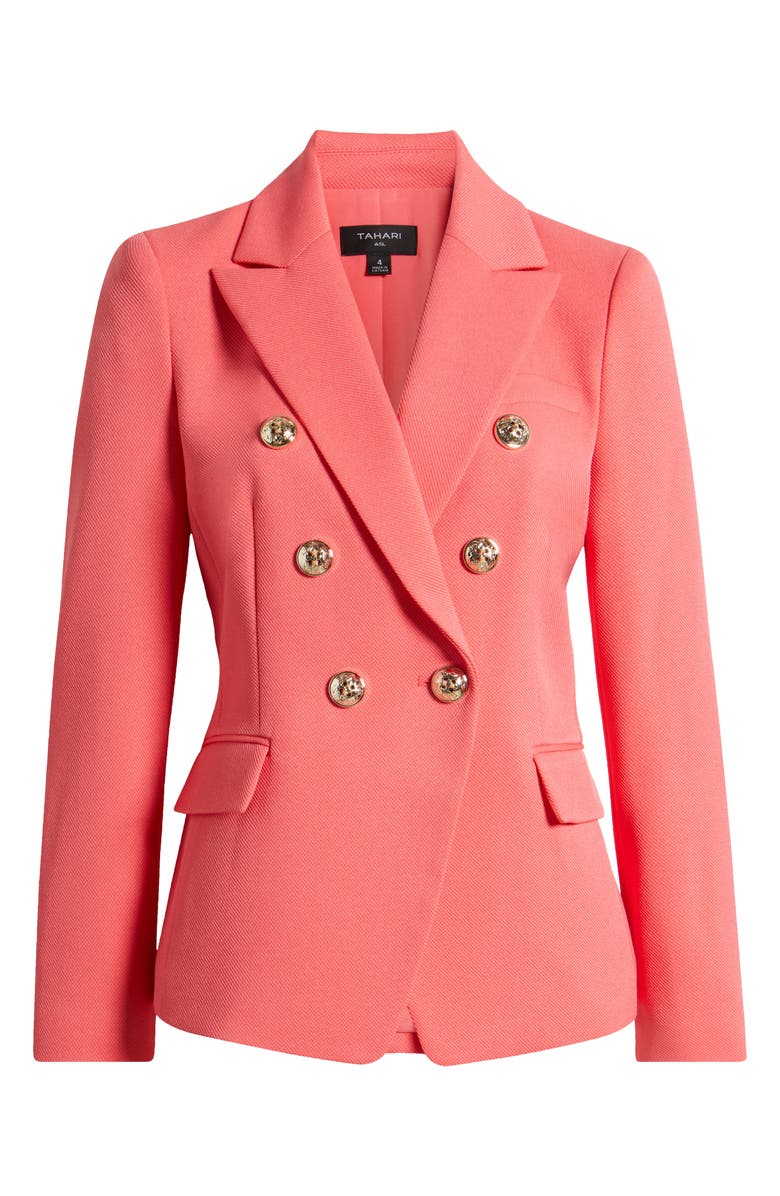 Tahari ASL Double Breasted Twill Blazer, Alternate, color, Sunset