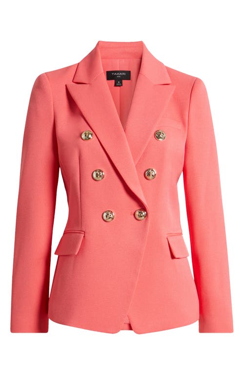 Tahari Asl Double Breasted Twill Blazer In Sunset