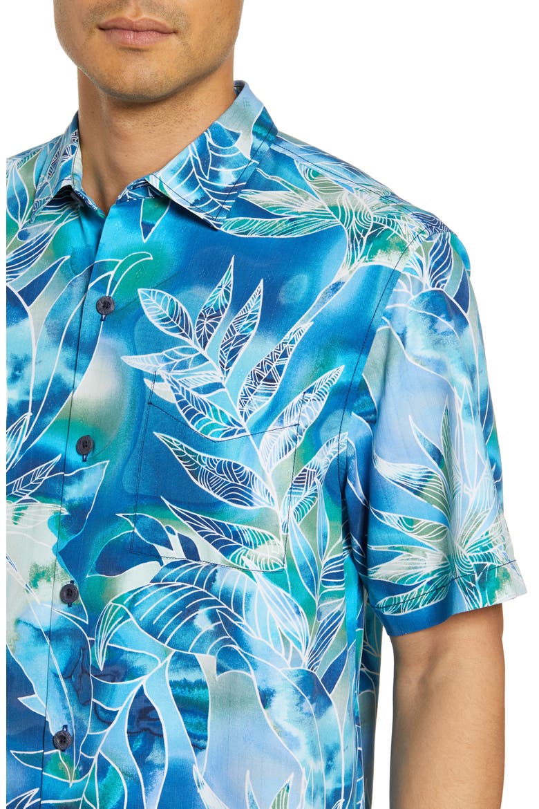 Azul Lagoon Classic Fit Short Sleeve Silk Button-Up Shirt, Alternate, color, POOL PARTY BLUE
