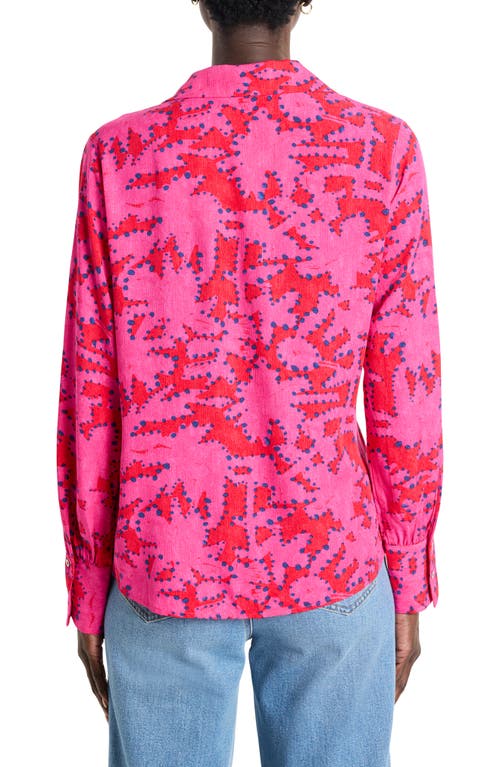Nic + Zoe Clashy Petals Poet Blouse In Pink Multi
