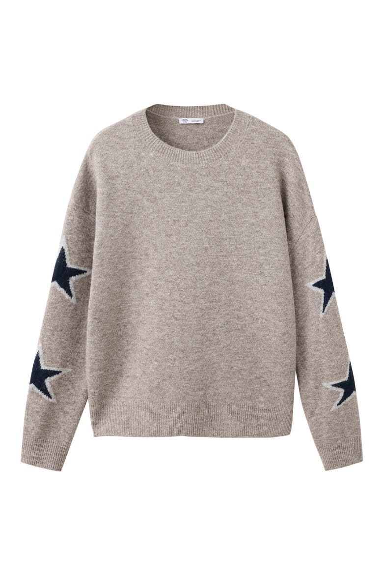 Star Detail Crewneck Sweater, Main, color, SAND