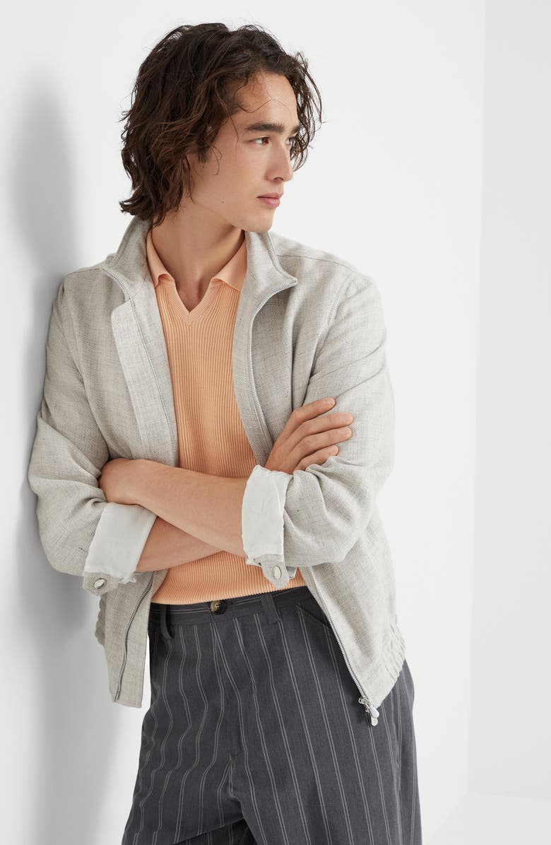 Brunello Cucinelli Diagonal twill bomber jacket, Alternate, color, 