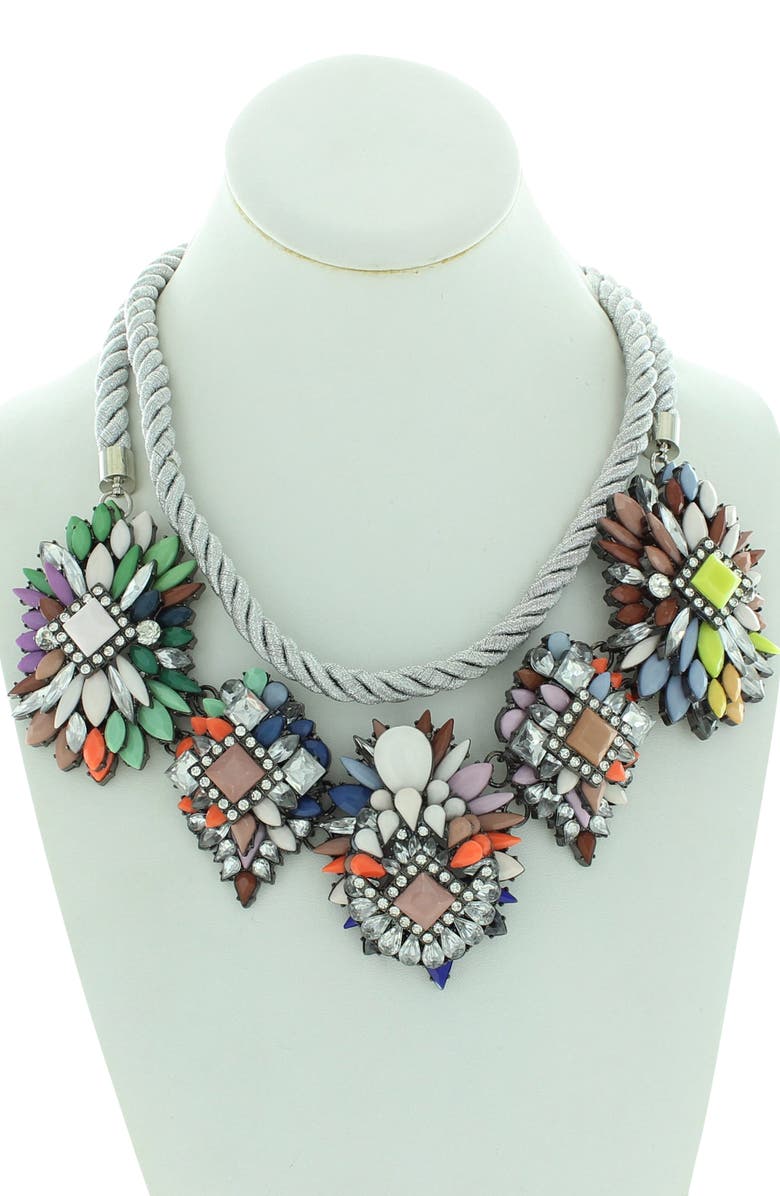 OLIVIA WELLES Jania Statement Collar Necklace, Alternate, color, Silver / Multi