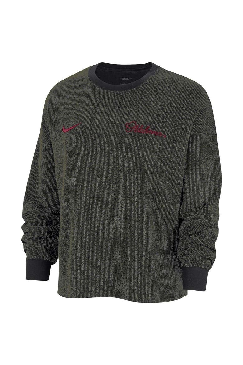 Women's Nike  Black Oklahoma Sooners Yoga Script Pullover Sweatshirt, Alternate, color, Black