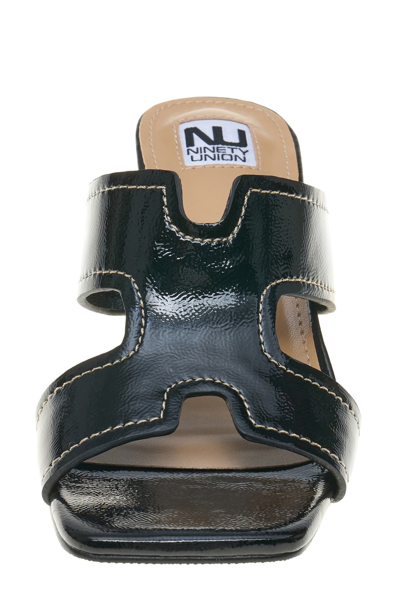 NINETY UNION Bright Block Heel Slide Sandal, Alternate, color, Black