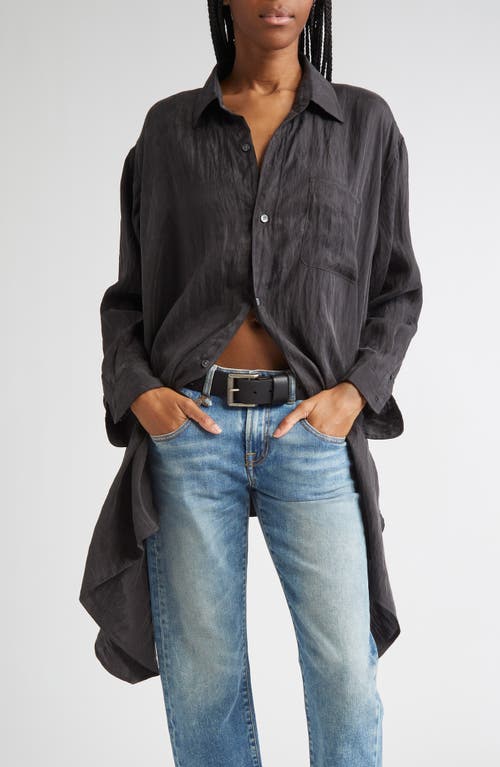 R13 Draped Front Button-up Shirt In Black