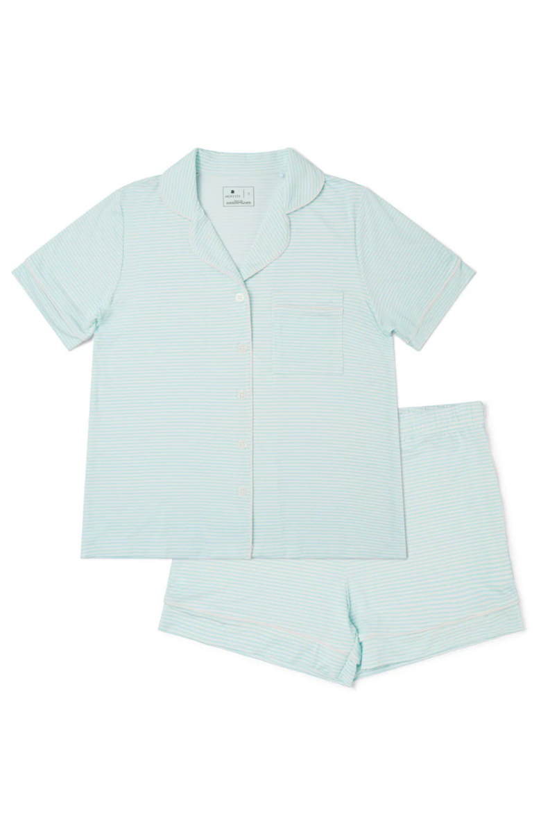 Motette Women's Short Sleeve and Shorts Pajama Set, Alternate, color, Cloud Stripe