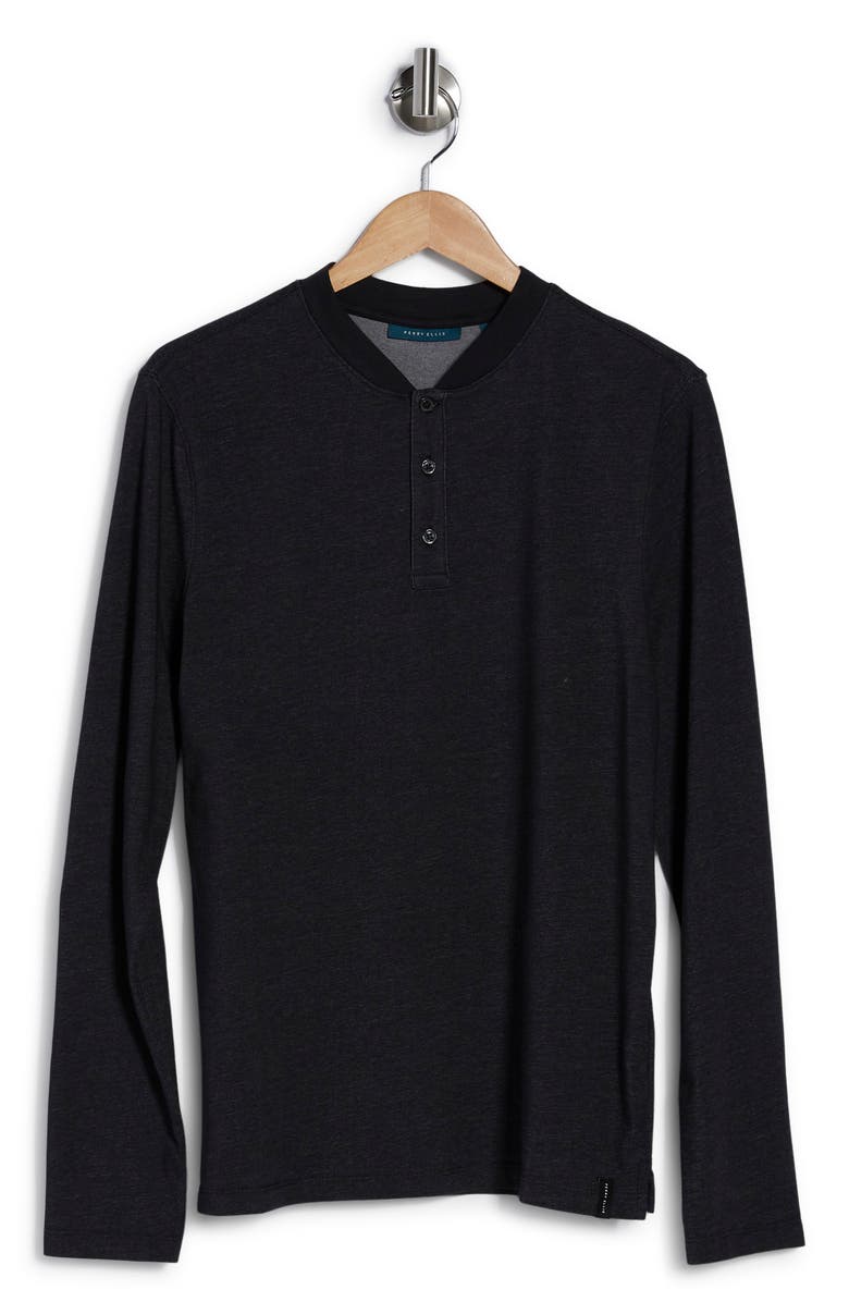 Perry Ellis Plated Long Sleeve Henley, Alternate, color, 