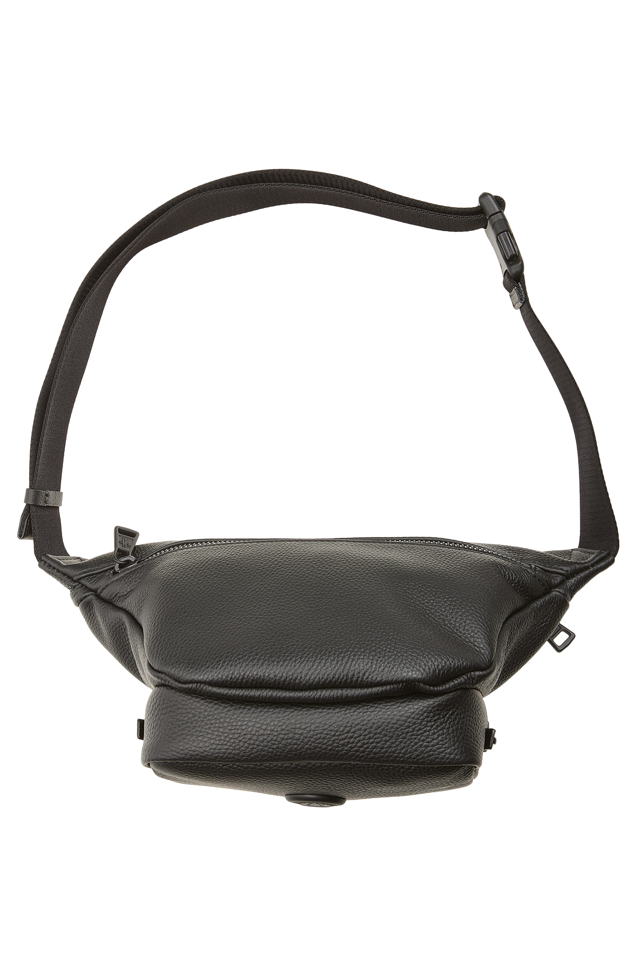 Moncler Durance Leather Belt Bag, Alternate, color, Black
