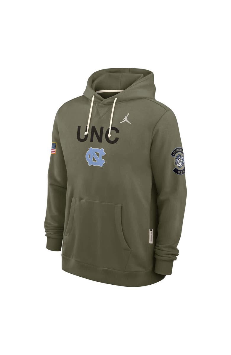 Jordan Brand Men's Jordan Brand Olive North Carolina Tar Heels 2025 Military Appreciation Standard Issue Dri-FIT Hoodie, Alternate, color, Olive