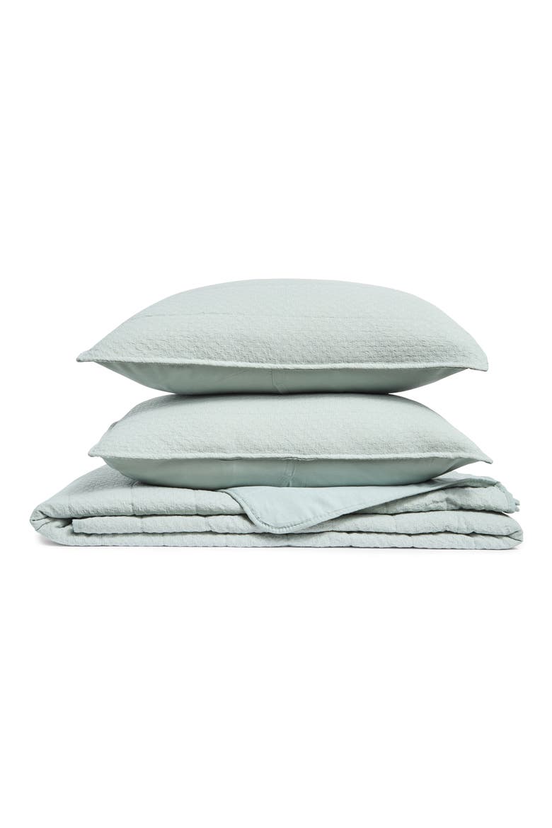 Waffle Jacquard Comforter & Pillow Sham Set, Main, color, SAGE
