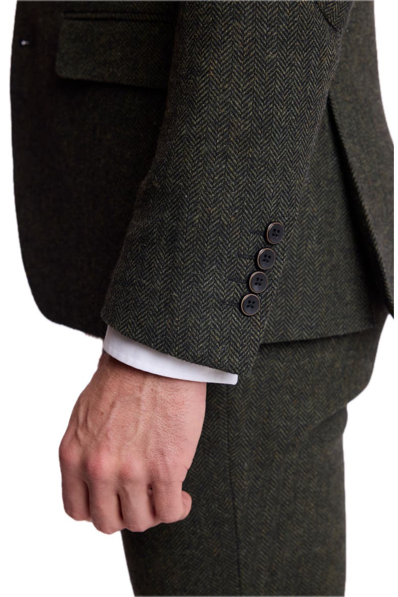Dover Slim Fit Notch Lapel Suit Jacket, Alternate, color, GREEN BLACK HERRINGBONE