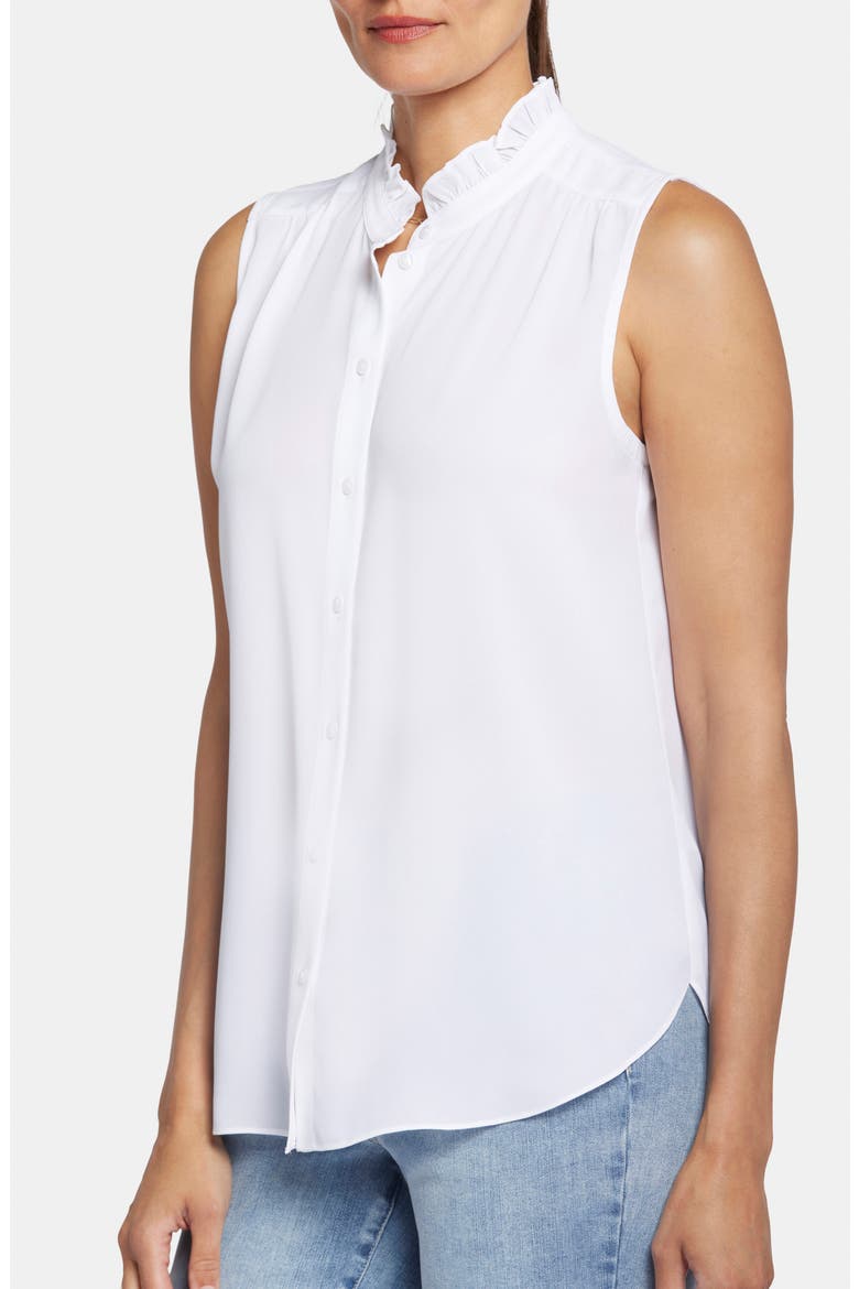 Print Ruffle Neck Sleeveless Top, Alternate, color, OPTIC WHITE
