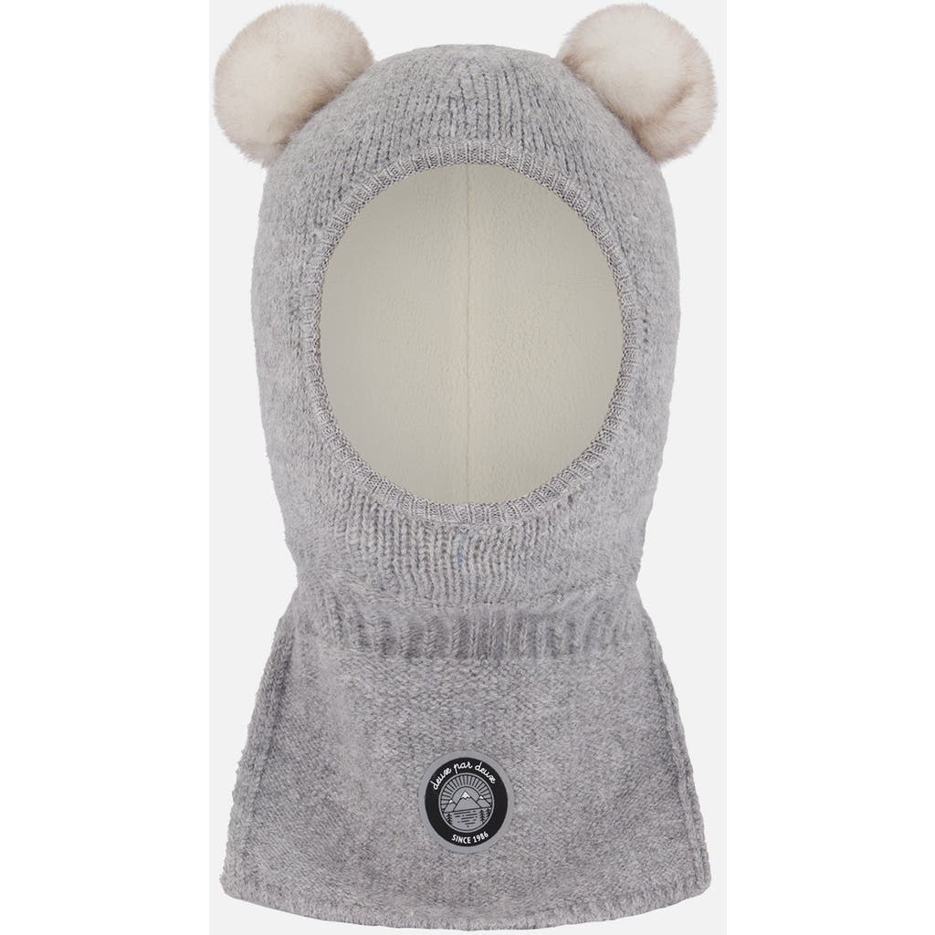 Deux Par Deux Kids Gender Inclusive Knit Balaclava In Gray
