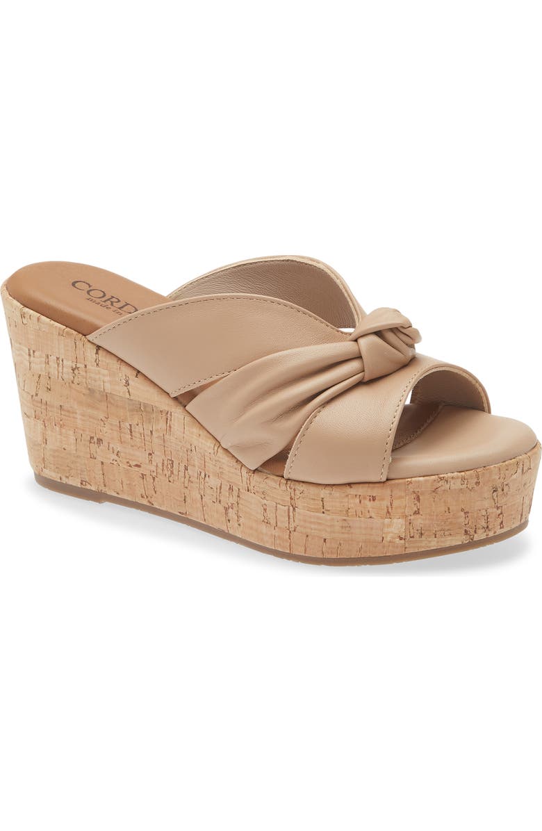 Cordani Dumont Platform Wedge Slide Sandal, Main, color, Natural Leather