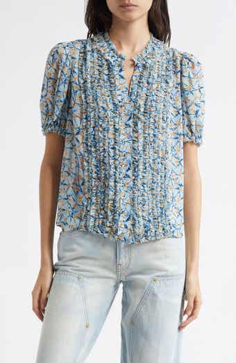 Ulla Johnson Adira Silk Puff Sleeve Top