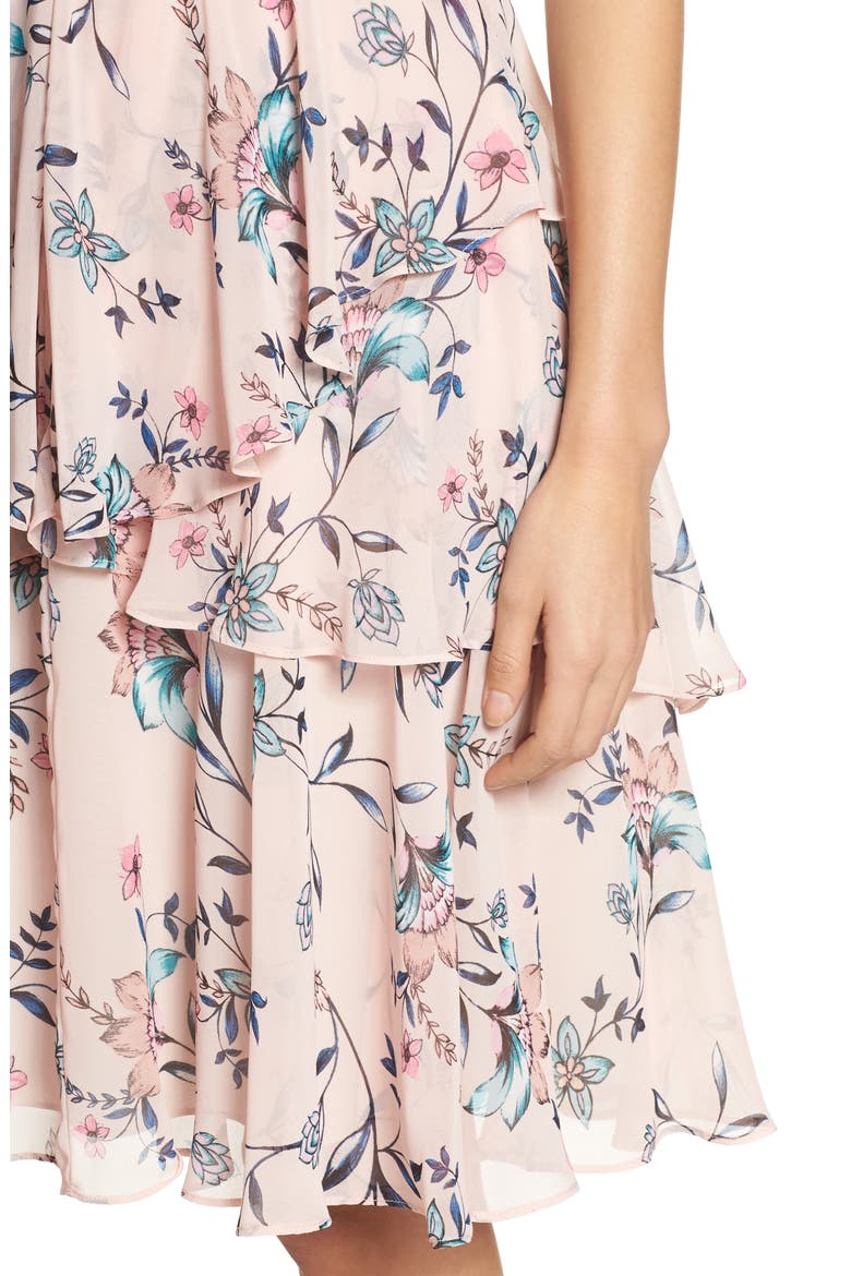 Floral Ruffle A-Line Dress, Alternate, color, BLUSH